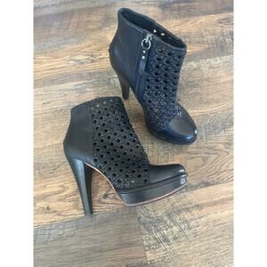 Rare UGG Fatima High Heeled Black Leather Platform Booties (7)
